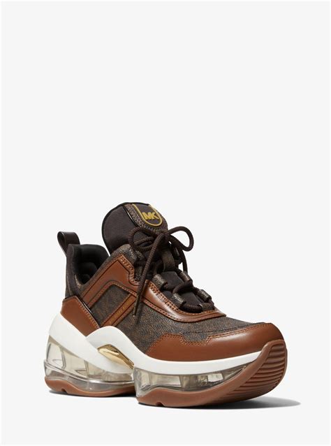 michael michael kors olympia extreme logo and leather trainer|michael kors olympia extreme.